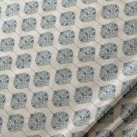Thumbnail for Savoy Medallion Home Decor Fabric – Linen Effect Cotton, Blue Gold Design – Upholstery, Cushions & Drapery
