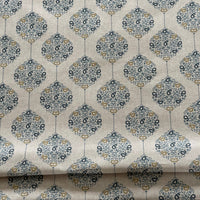 Thumbnail for Savoy Medallion Home Decor Fabric – Linen Effect Cotton, Blue Gold Design – Upholstery, Cushions & Drapery