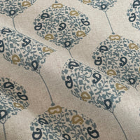 Thumbnail for Savoy Medallion Home Decor Fabric – Linen Effect Cotton, Blue Gold Design – Upholstery, Cushions & Drapery