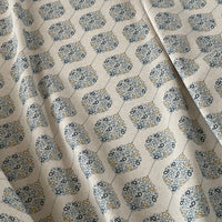 Thumbnail for Savoy Medallion Home Decor Fabric – Linen Effect Cotton, Blue Gold Design – Upholstery, Cushions & Drapery