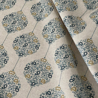 Thumbnail for Savoy Medallion Home Decor Fabric – Linen Effect Cotton, Blue Gold Design – Upholstery, Cushions & Drapery