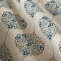 Thumbnail for Savoy Medallion Home Decor Fabric – Linen Effect Cotton, Blue Gold Design – Upholstery, Cushions & Drapery
