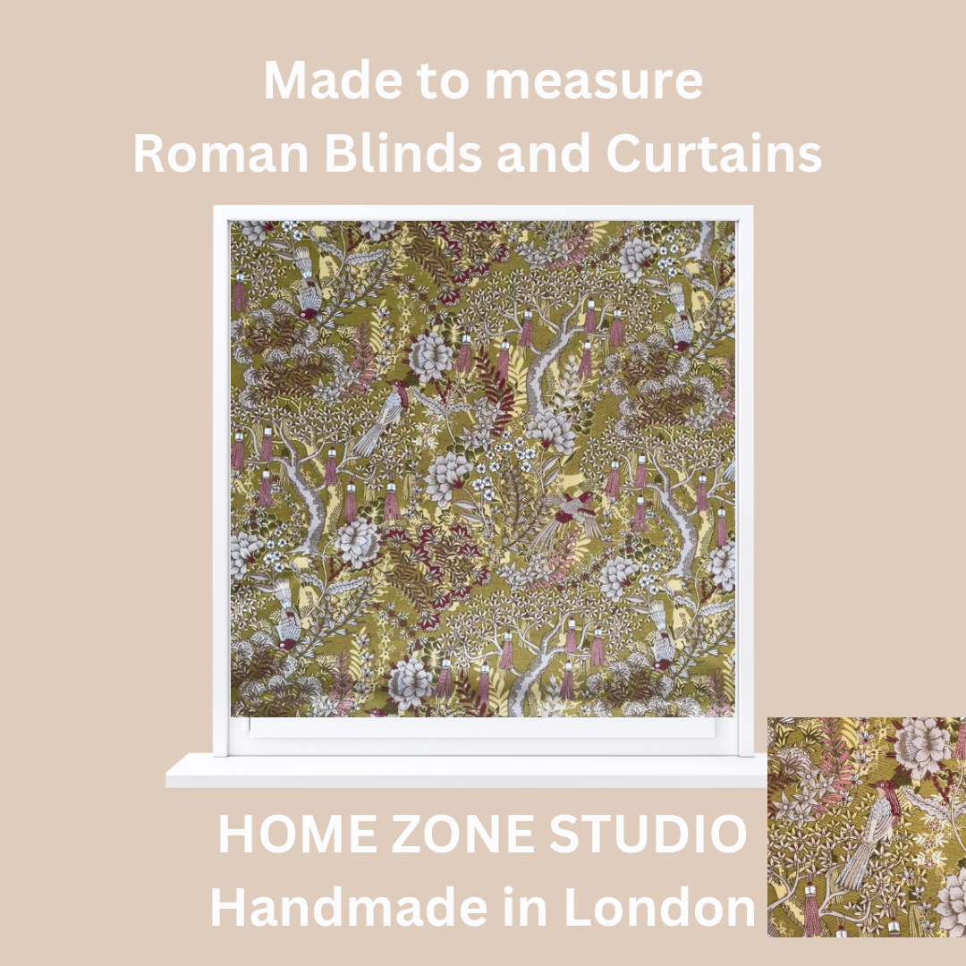 Golden Aviary Woven Upholstery Fabric – Botanical Birds in Gold and Burgundy – Home Decor Use