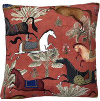 Thumbnail for Rusty Red Cushion Cover Arabian Horses Animal Print Throw Pillow Case Equestrian Motif Pillowcase Size 16