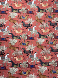 Thumbnail for Arabian Horses Rusty Red Printed Cotton Fabric - Sold by Meter