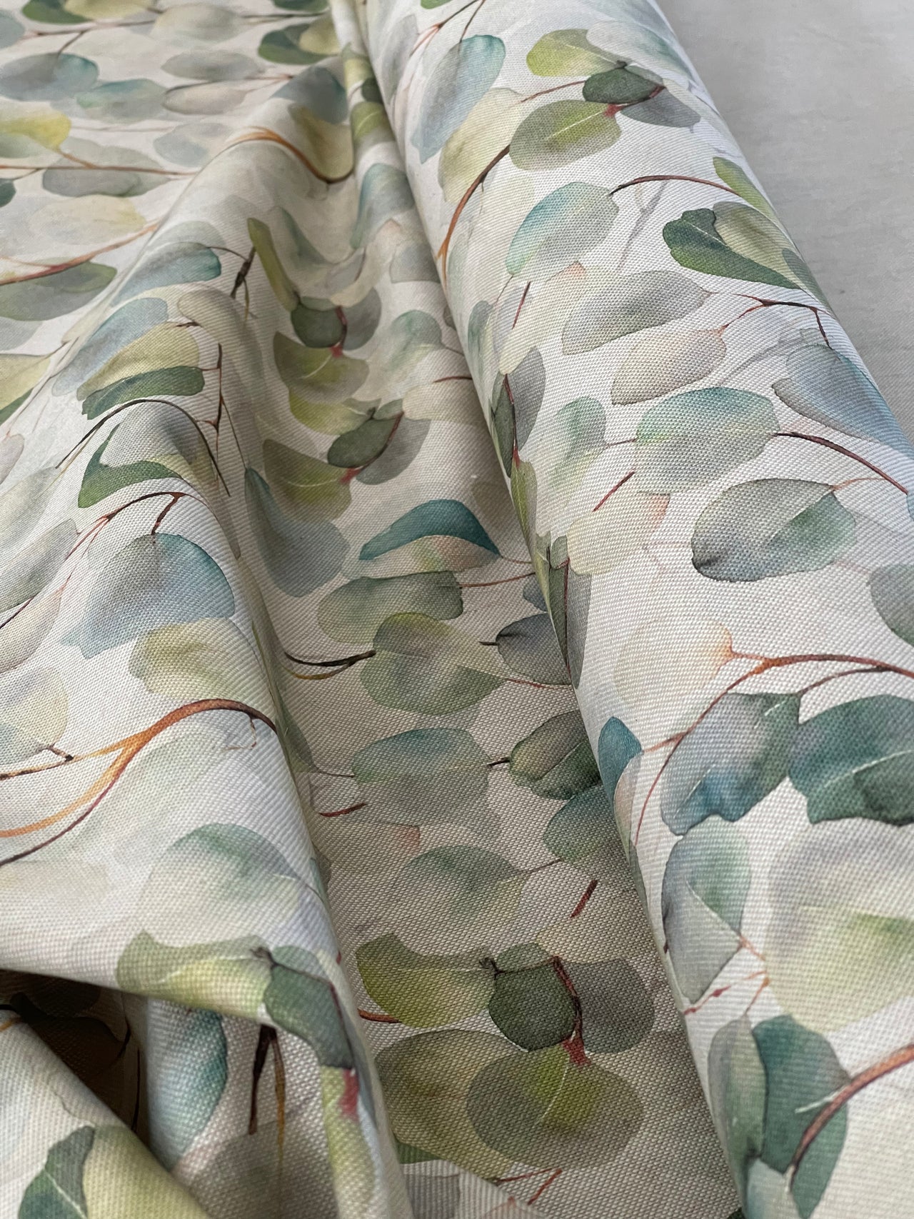 Eucalyptus Watercolor Botanical Fabric - Myrtaceae Inspired - Sold by the Meter