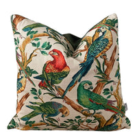 Thumbnail for Parrots Cushion Cover Tropical Birds in Jungle Life with Tree and Leaf Design