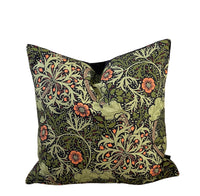 Thumbnail for William Morris Cushion Cover Green Seaweed Floral Vintage Design with Orange Flowers Home Decor