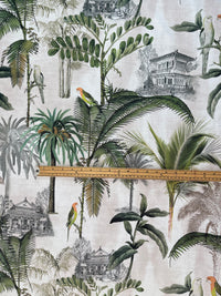 Thumbnail for Exquisite Vintage Pagoda Parrots Velvet: Tropical Tree Greenery – Sold by the Meter