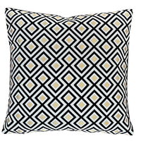 Thumbnail for Blocks Black White Gold Metallic Cushion Cover Check Stripes Geometric Nordic