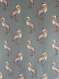Thumbnail for Herons Printed Cotton Fabric by The Meter Grey Sewing Material Birds Textile