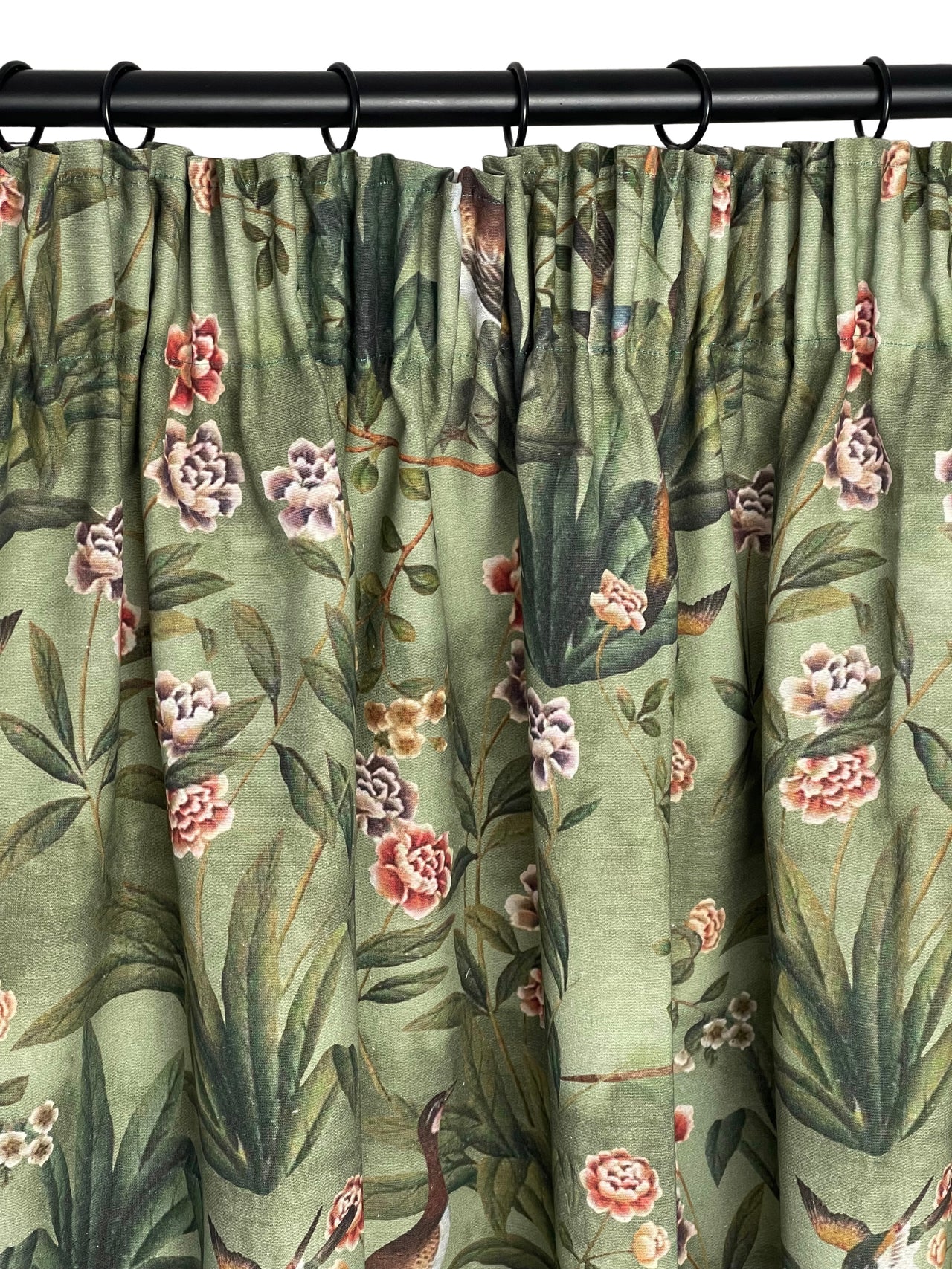 Vintage-Style Goose Botanical Cotton Pair of Curtains - Custom Made to Measure