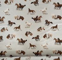 Thumbnail for Queens Horses Printed Cotton Fabric By Meter linen Look