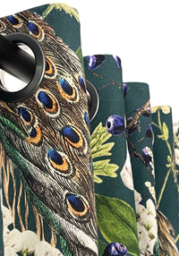 Thumbnail for Peacock Printed Cotton Fabric by Meter / Botanical Floral Pattern Birds and Butterflies