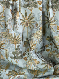Thumbnail for Tropical Palm Trees / Botanical Pattern / Light Blue Woven Fabric Sold by Meter