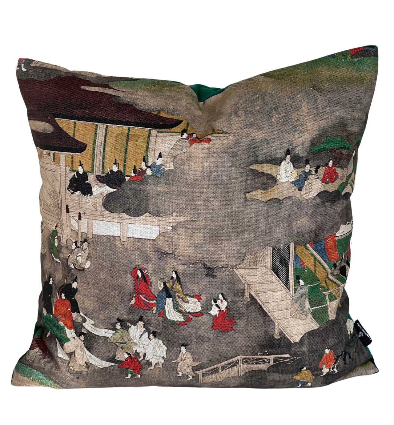 Kyoto Japanese Cushion Cover – Bonsai Tree & Cityscape – Oriental Cotton Fabric