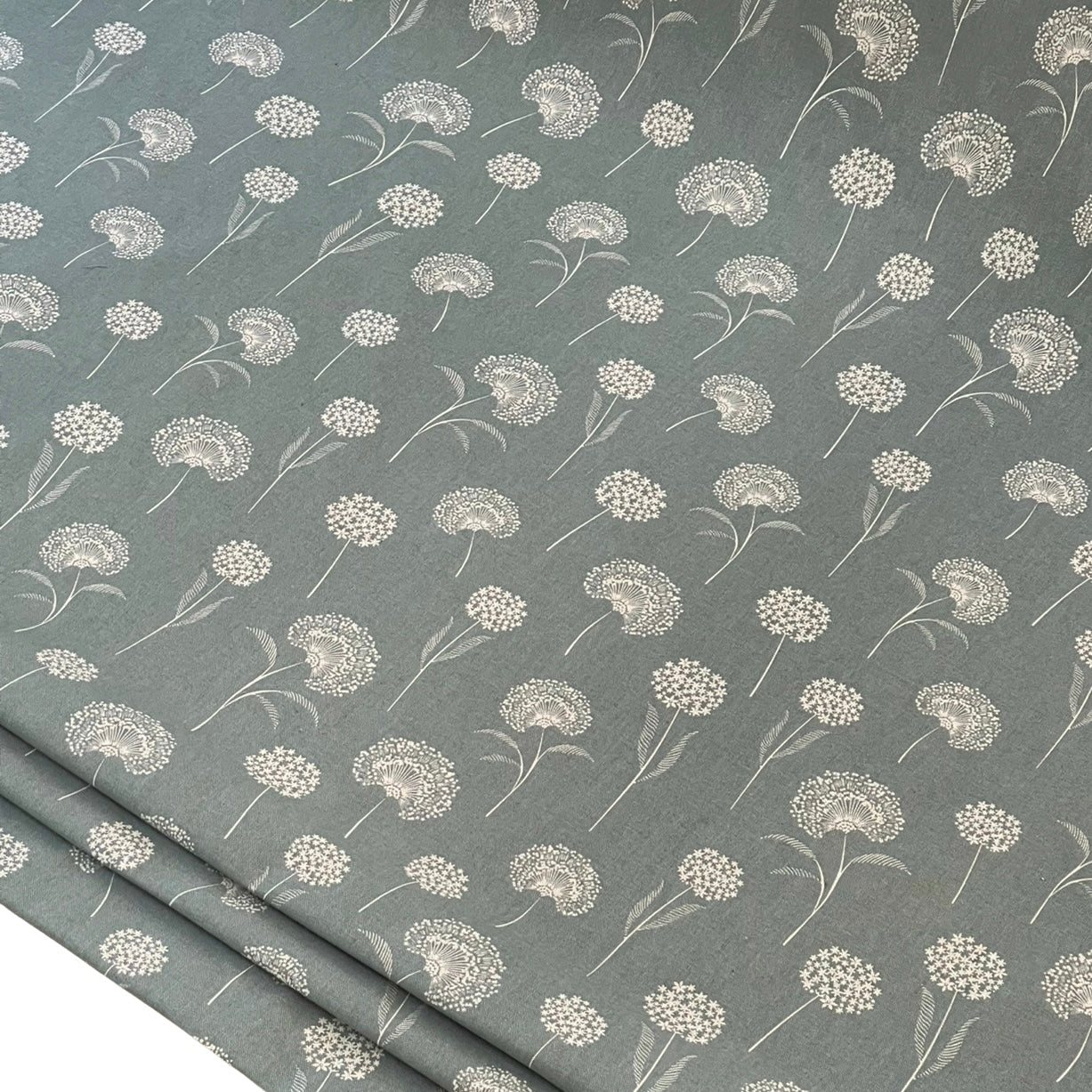 Elegant Dandelion Fabric - Premium Linenlook in Soft Green, Botanical Pattern for Upholstery, Drapery & Crafts