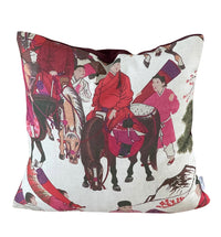 Thumbnail for Mongolian Horsemen Oriental Cushion Covers – Red and Pink Outfits with Trees and Animals Design