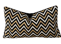 Thumbnail for Zig Zag Chevron Cushion Cover Black, White, Gold Geometric Pattern / Collection Scandi