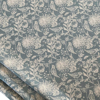 Thumbnail for Steel Blue Floral Cotton Linen Fabric with Robin Birds – Ideal for Blinds, Curtains, Quilting, & Home Decor