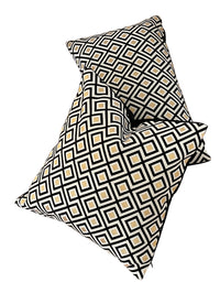 Thumbnail for Blocks Black White Gold Metallic Cushion Cover Check Stripes Geometric Nordic