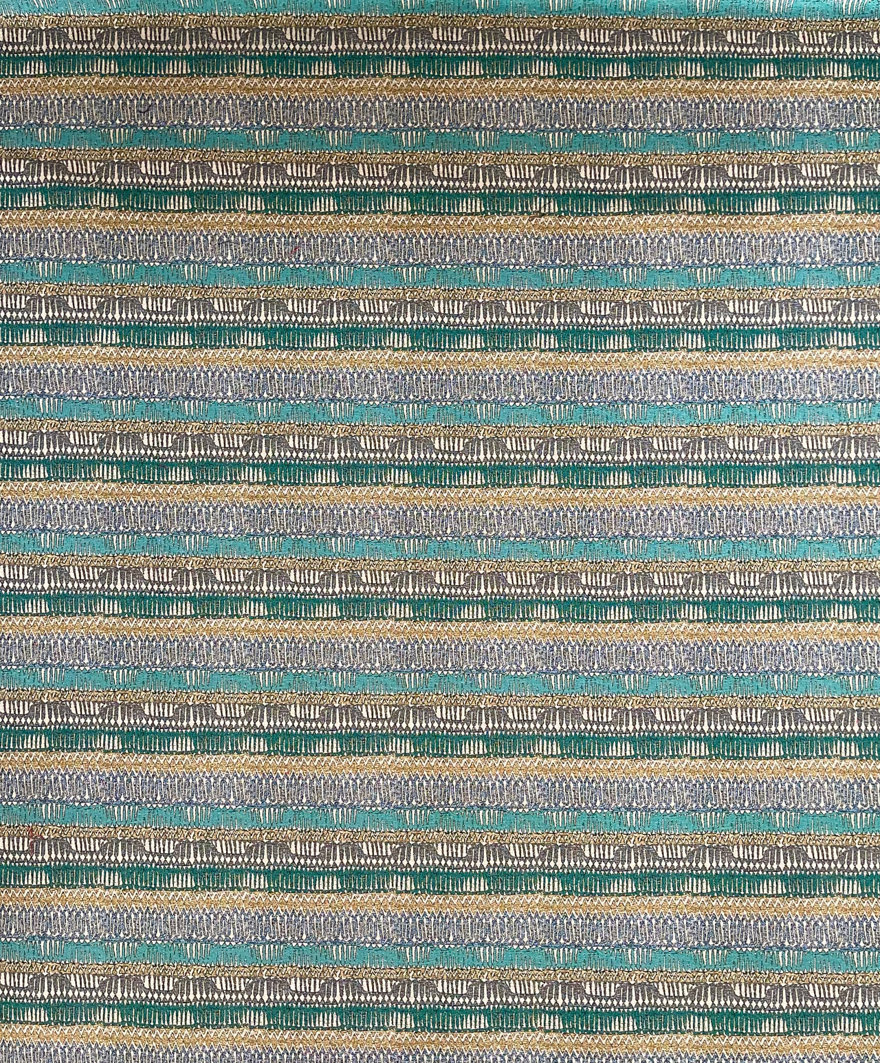 Moroccan-Inspired Kilim Afghan Old Rug: Blue, Yellow, and Green Stripes - Elevate Your Unique Home Decor - Sold by the Metre