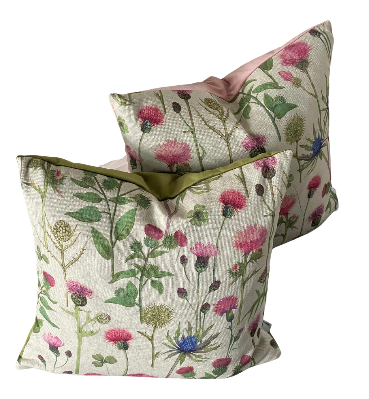 Thistle and Clover Cushion Cover - Scottish Inspired Floral Botanical Cotton Linen Look Home Decor