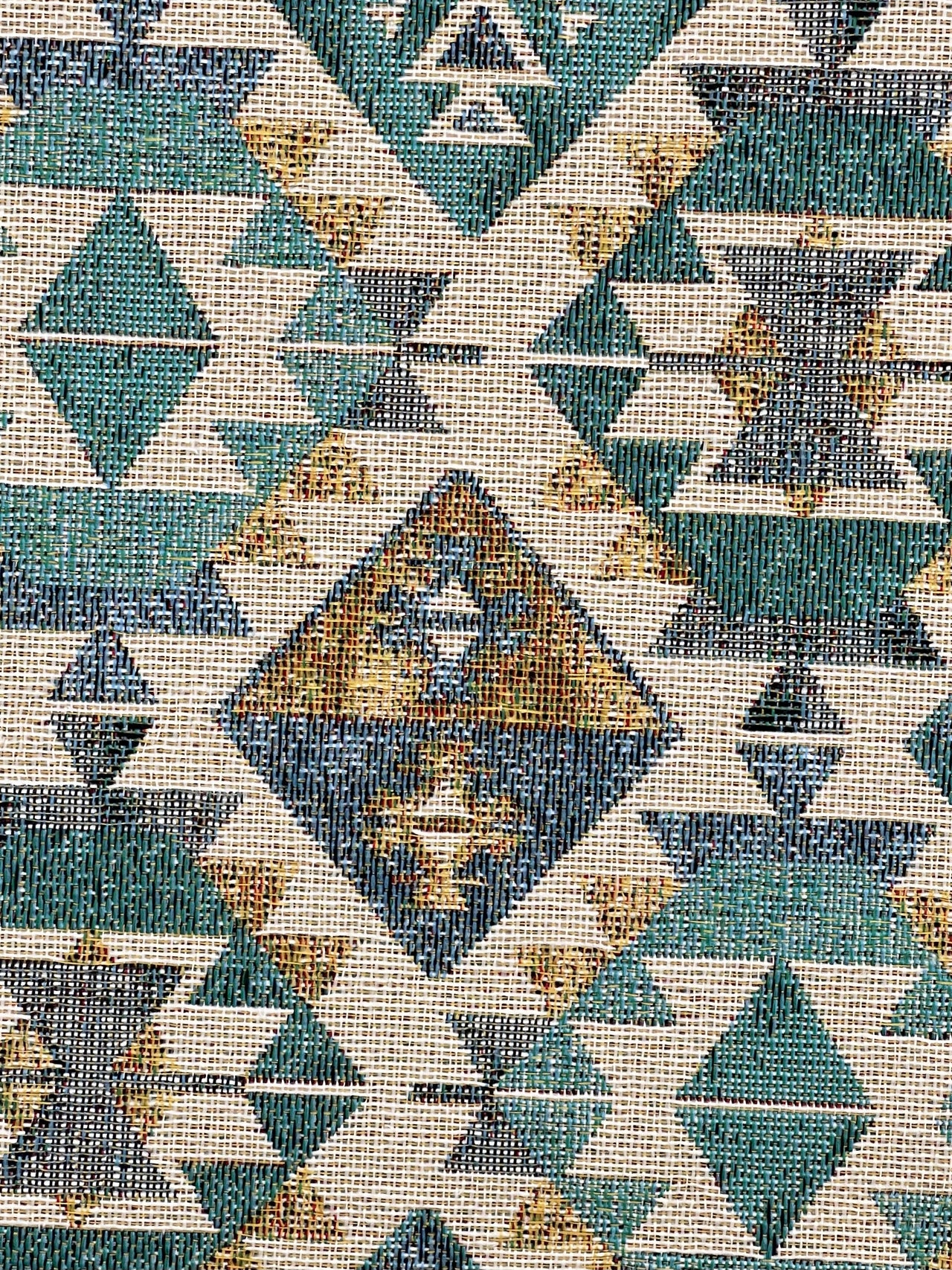 Moroccan-Inspired Kilim Fabric: Blue, Yellow, and Green - Elevate Your Unique Home Decor - Sold by the Metre