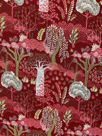 Thumbnail for Baobab Upholstery Fabric Ruby Red Gold Textile Floral Home Curtains Blinds Upholstery