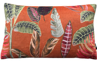 Thumbnail for Orange Velvet Cushion Cover Botanical Print Houseplants Green Calathea Ficus