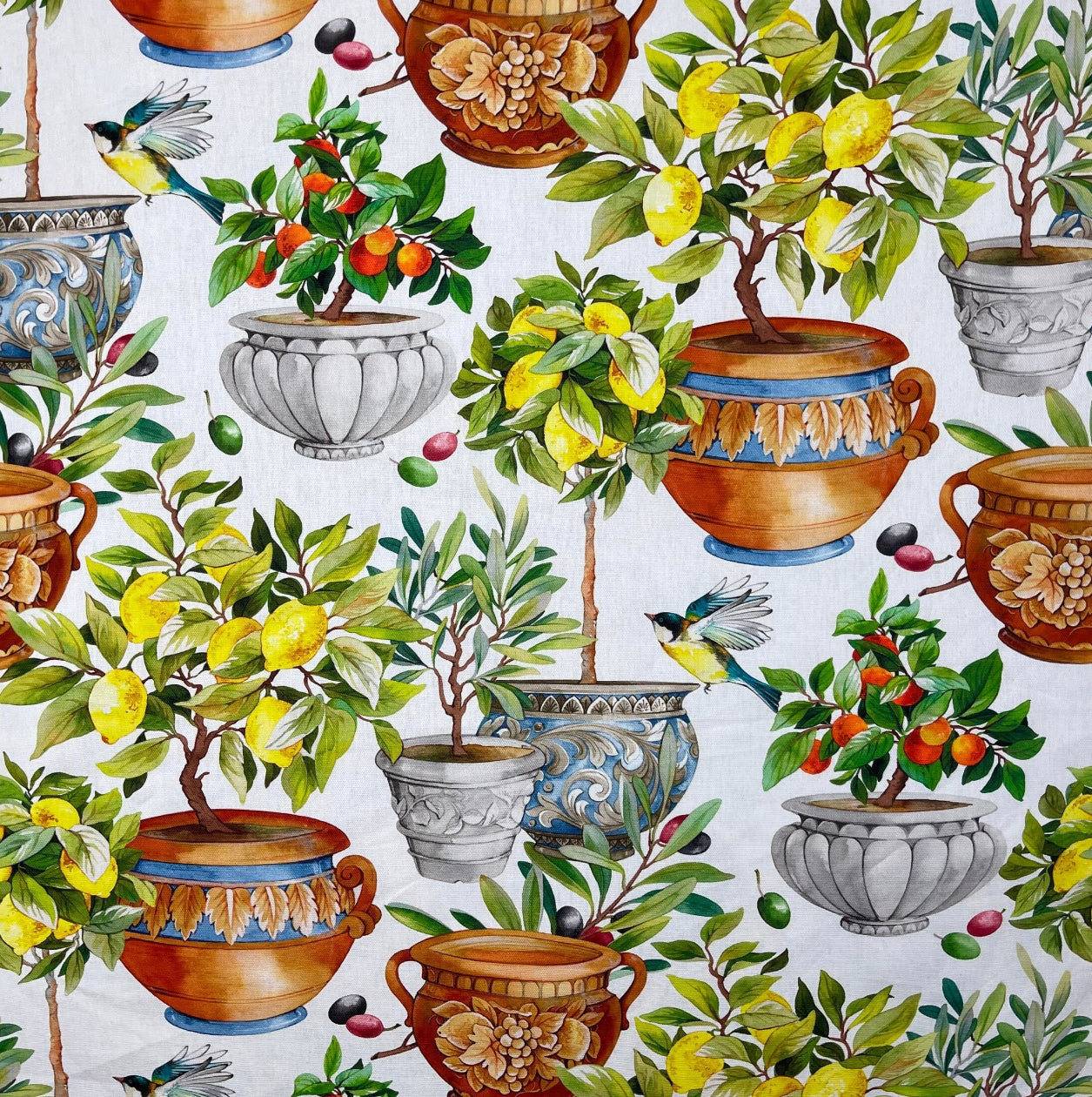 Lively Citrus Delights: Yellow Cotton Fabric by the Meter