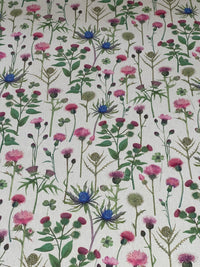 Thumbnail for Botanical Pattern: Scottish Highland Thistle Linen Look Fabric - Sold by Meter