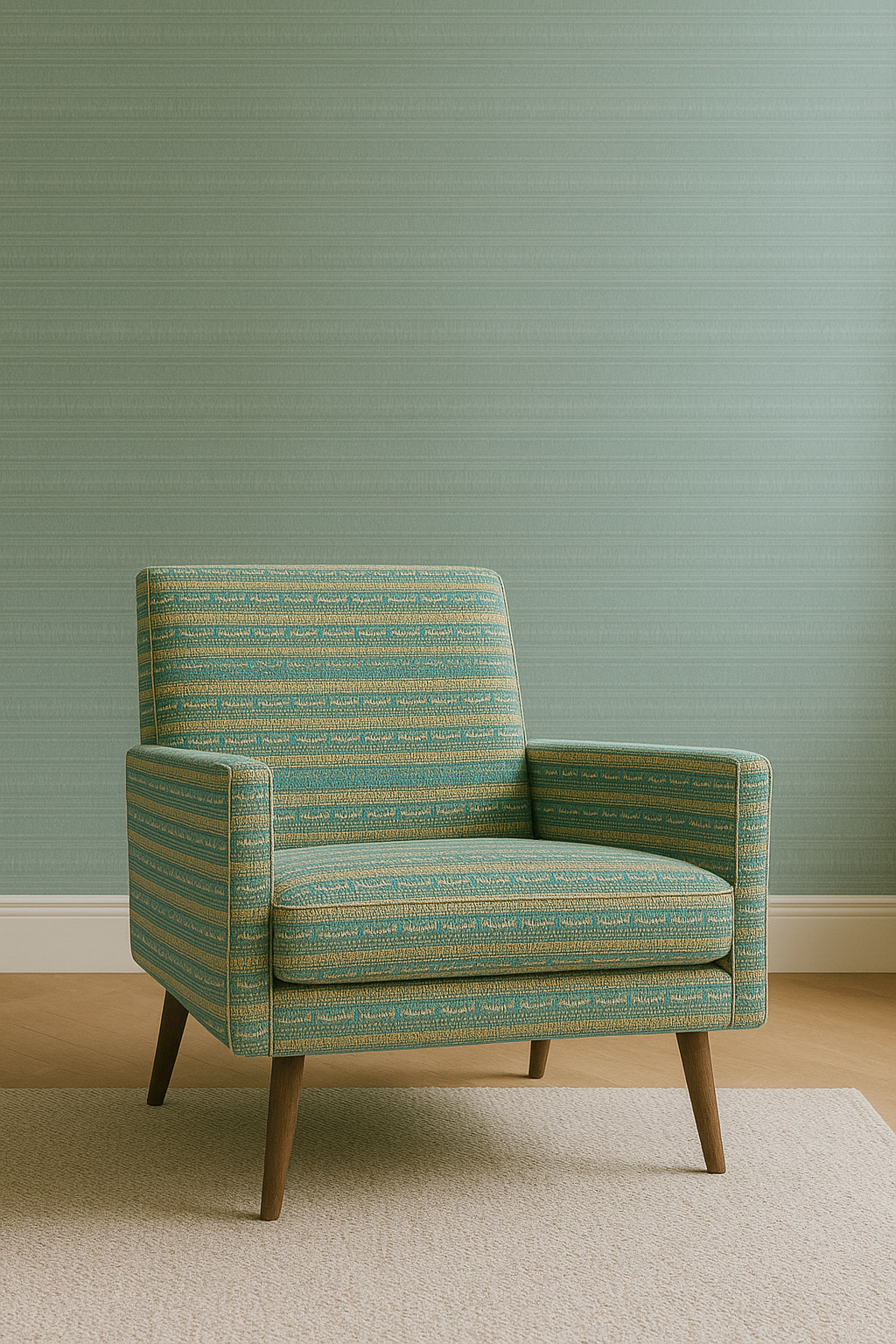 Moroccan Kilim Stripe Fabric – Blue, Green & Yellow | By the Metre