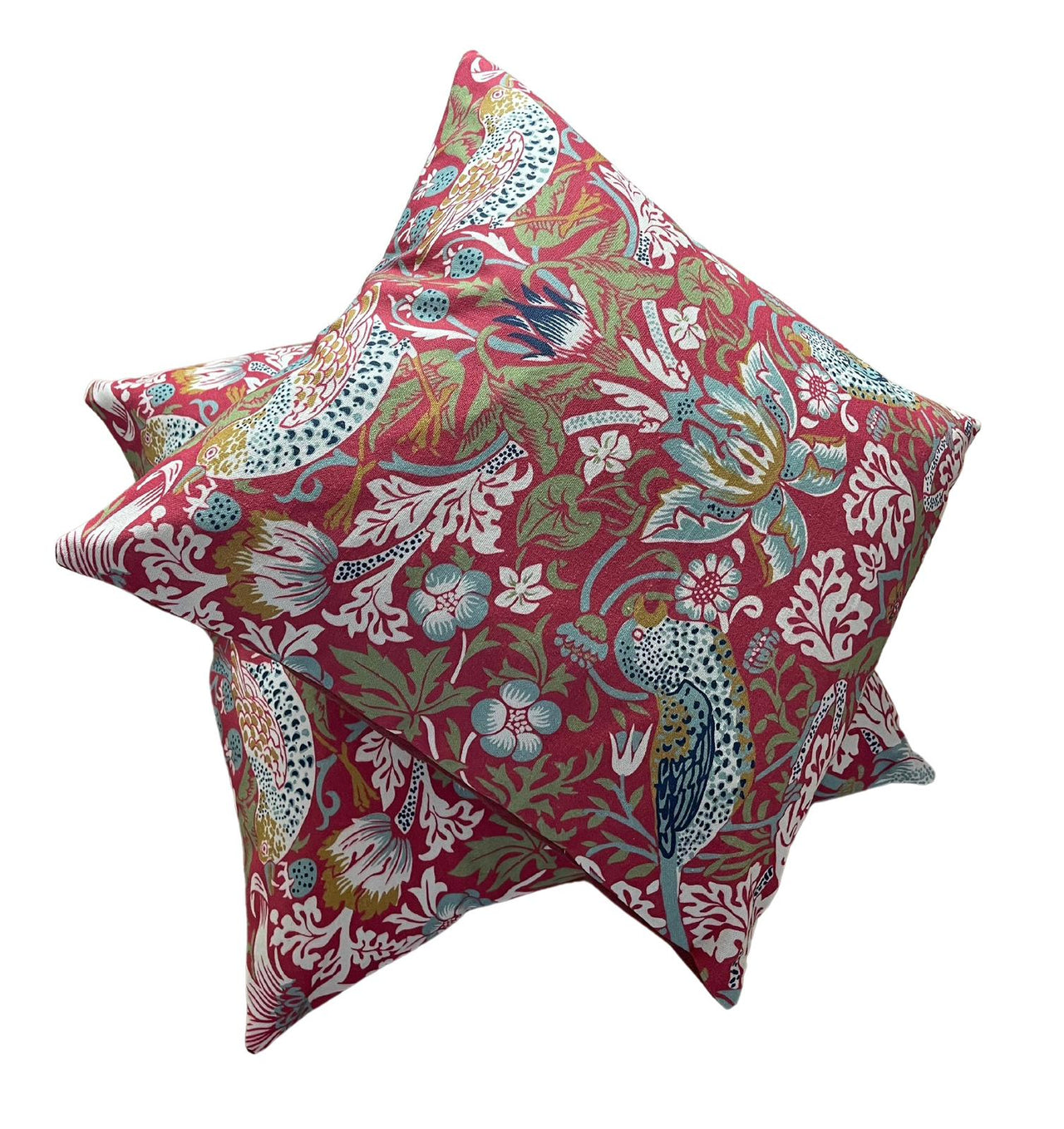 Strawberry Thief Decor / William Morris Red Cushion Cover - Bird Pattern Decorative Throw Pillow