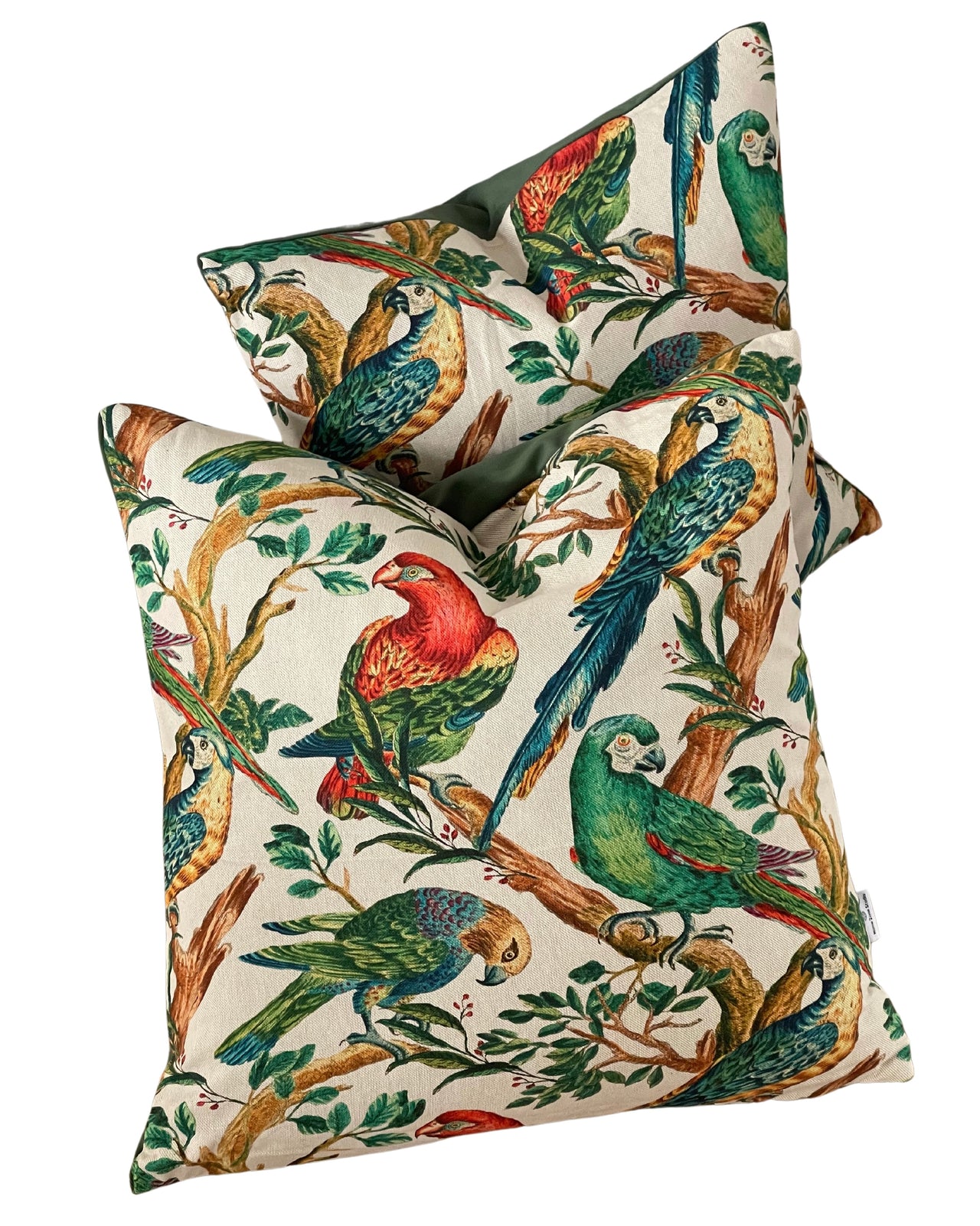 Parrots Cushion Cover Tropical Birds in Jungle Life with Tree and Leaf Design