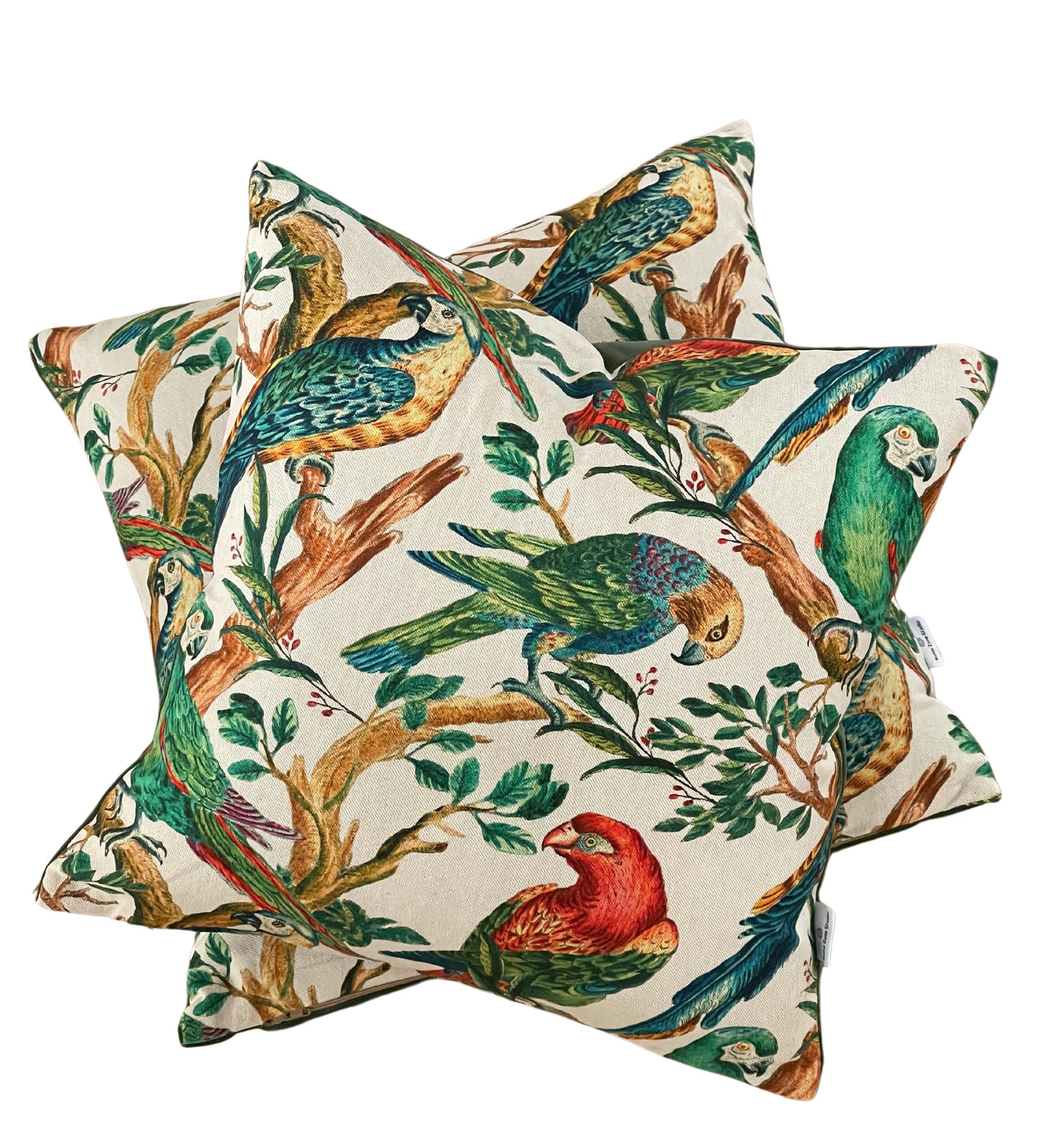 Parrots Cushion Cover Tropical Birds in Jungle Life with Tree and Leaf Design