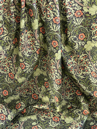 Thumbnail for William Morris Seaweed Printed Cotton Fabric - Green and Orange - Sold by the Meter