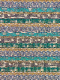 Thumbnail for Moroccan-Inspired Kilim Afghan Old Rug: Blue, Yellow, and Green Stripes - Elevate Your Unique Home Decor - Sold by the Metre