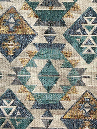 Thumbnail for Moroccan-Inspired Kilim Fabric: Blue, Yellow, and Green - Elevate Your Unique Home Decor - Sold by the Metre