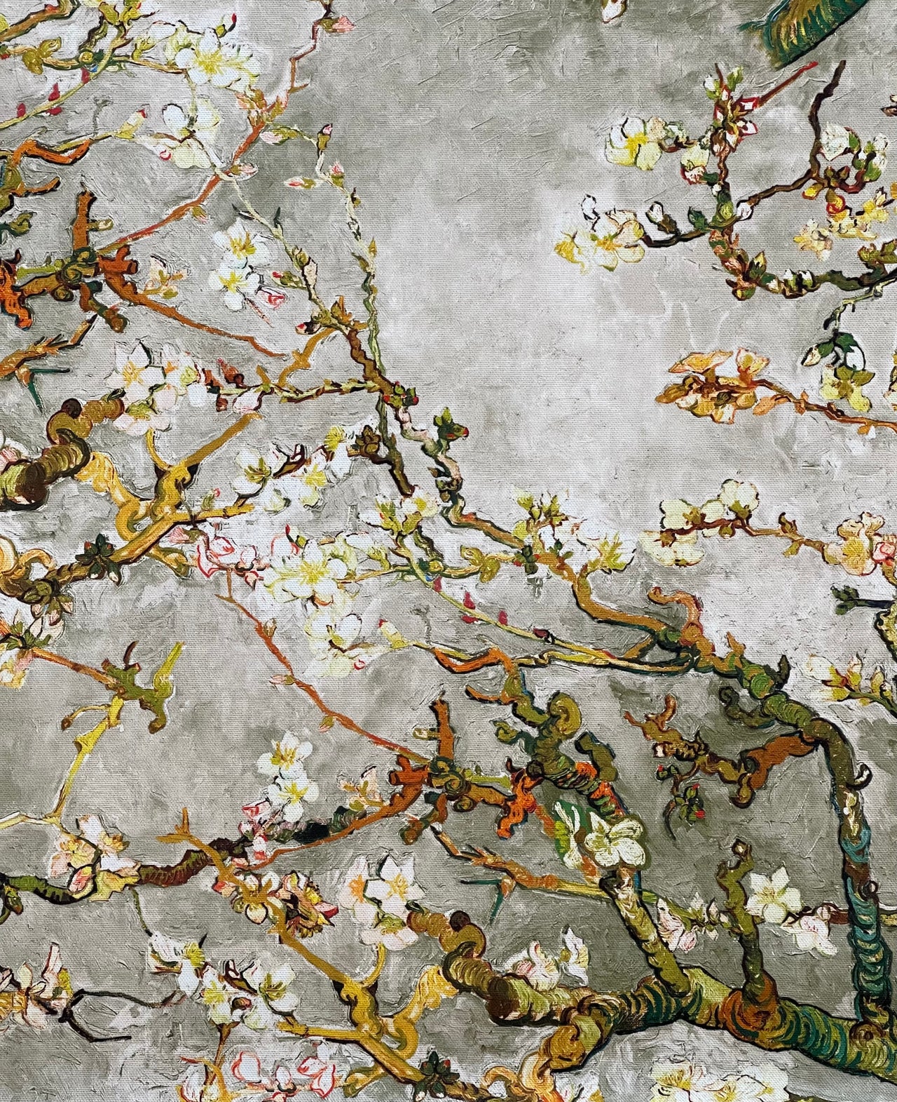 Custom Light Grey Roman Blinds / Almond Blossom Van Gogh Pattern / Made to Measure Window Treatments