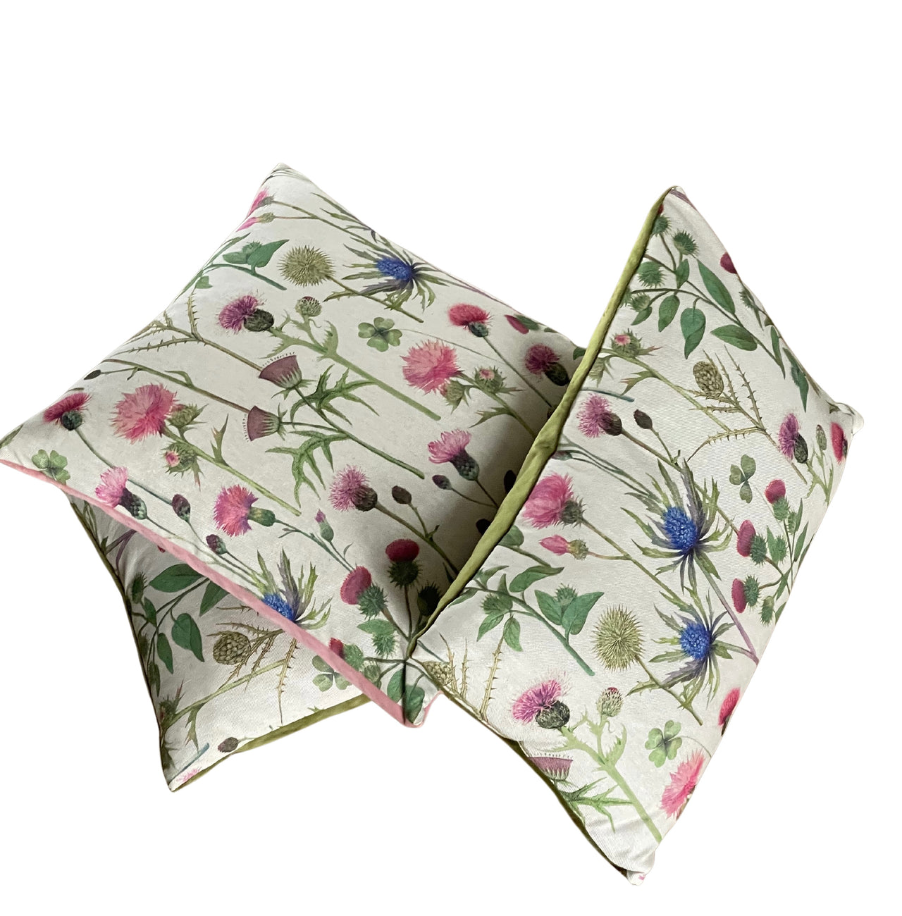 Thistle and Clover Cushion Cover - Scottish Inspired Floral Botanical Cotton Linen Look Home Decor