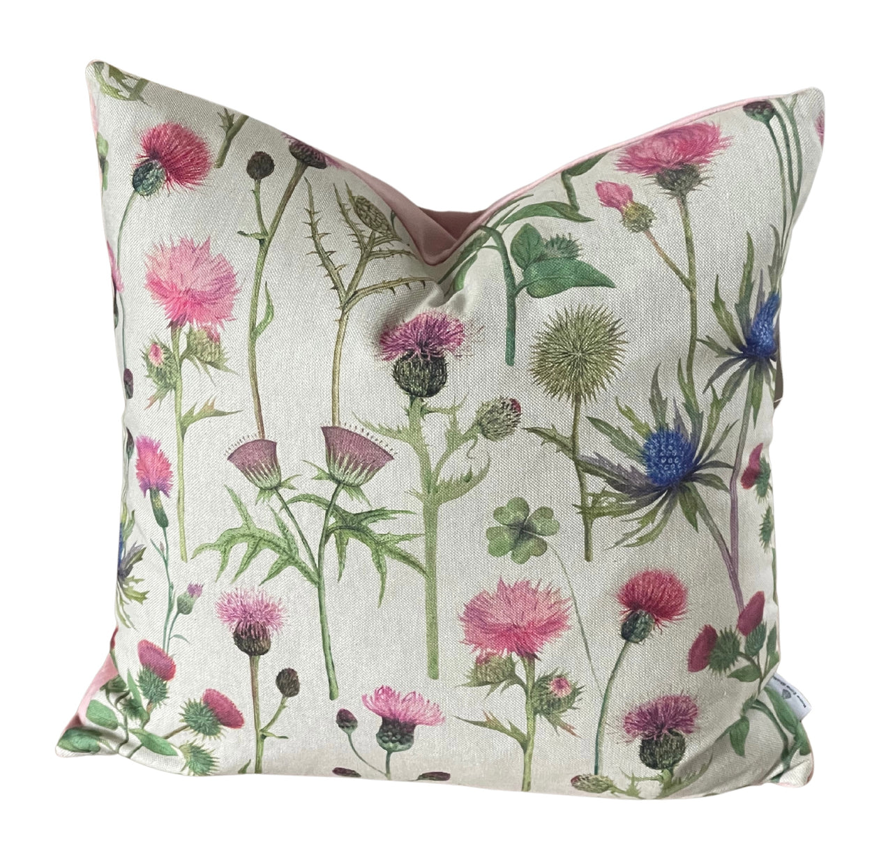 Thistle and Clover Cushion Cover - Scottish Inspired Floral Botanical Cotton Linen Look Home Decor