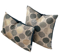 Thumbnail for Teal Gold Grey Veins Leaf Cushion Cover - Nature-Inspired Scandi Geometric Pattern