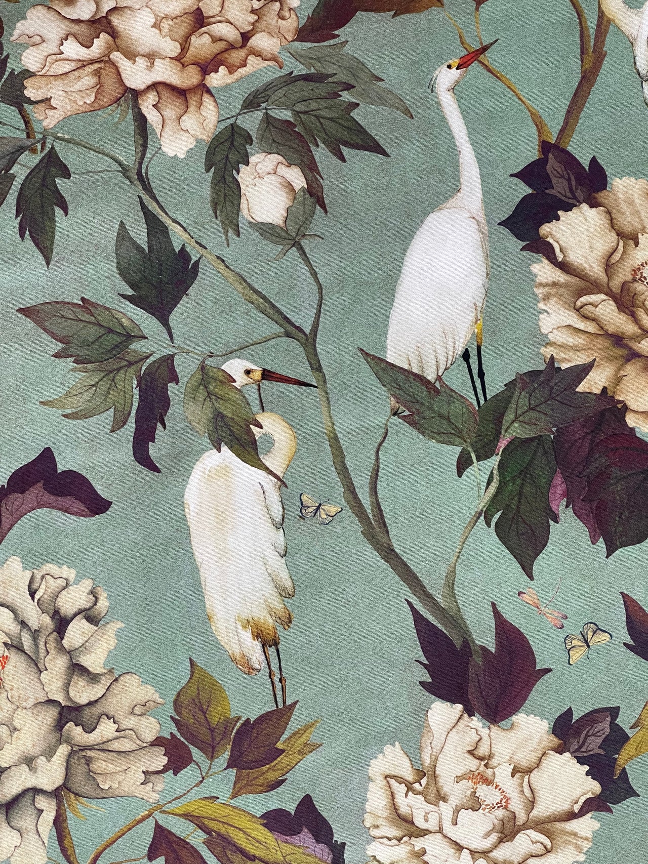 Custom-Made to Measure Roman Blinds - Vintage Zen Pattern on Green Cotton Fabric with Botanical Print Featuring Birds, Flowers, and Insects