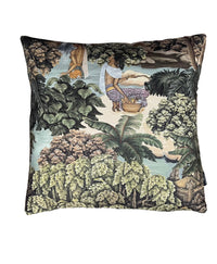 Thumbnail for Glimpses of Paradise / Botanical Cushion Cover / Thailand's Exotic Forest Waterfalls and Fruit Gatherers
