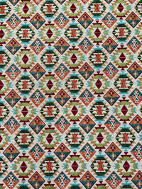 Thumbnail for Moroccan-Inspired Kilim Fabric: Old Afghan Rug Style in Cherry Red, Blue, and Green - Perfect for Unique Home Decor - Sold by the Metre