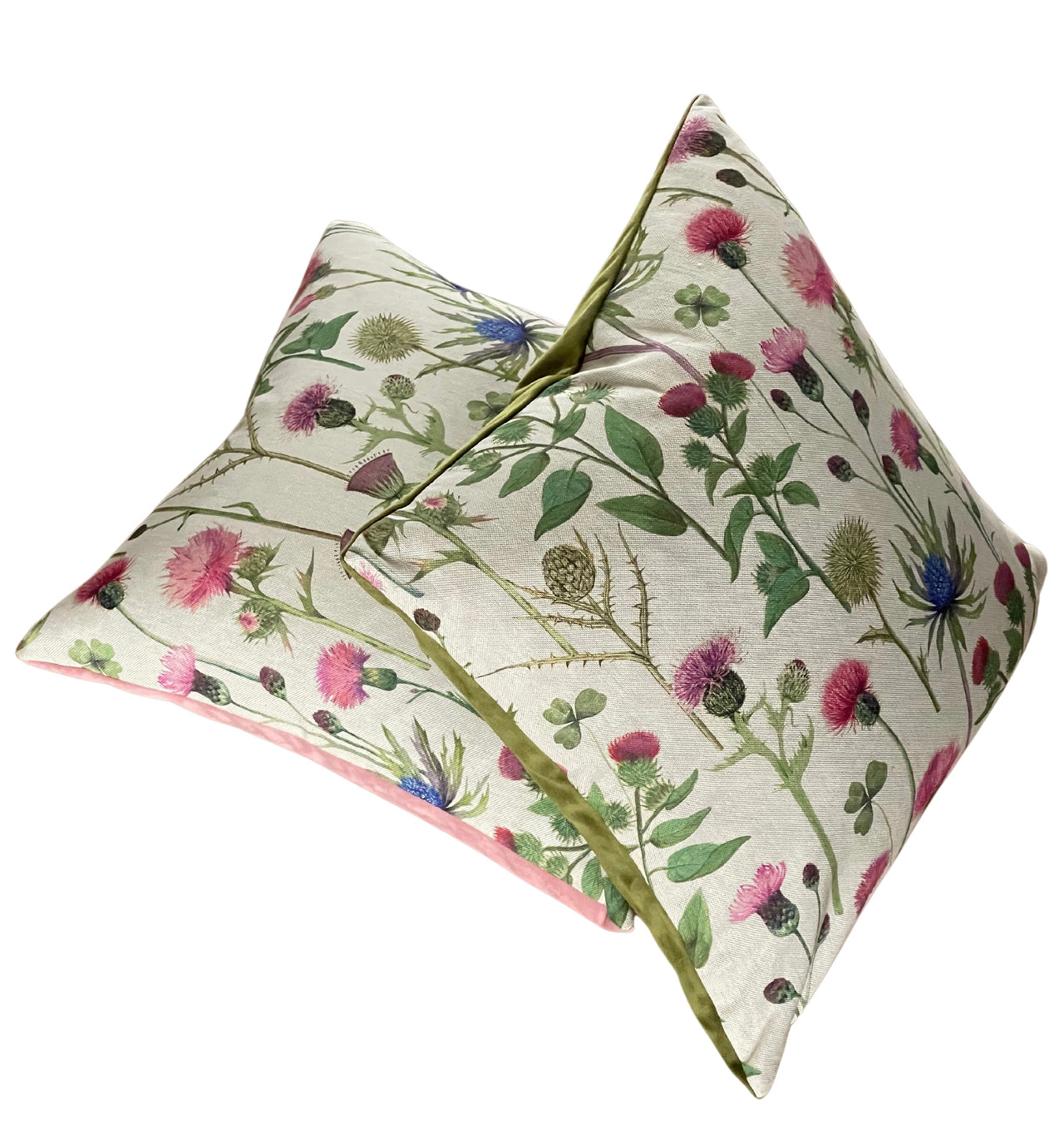 Thistle and Clover Cushion Cover - Scottish Inspired Floral Botanical Cotton Linen Look Home Decor