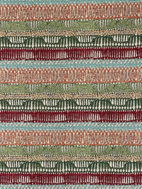 Thumbnail for Moroccan-Inspired Kilim Fabric: Cherry Red, Blue, and Green Stripes - Sold by the Metre - Unique Home Decor Textile