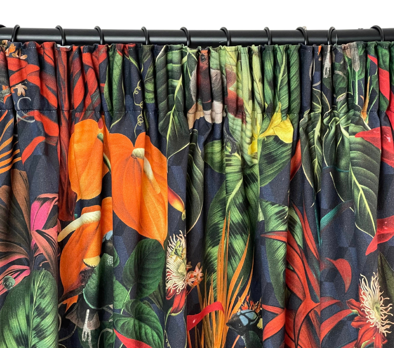 Custom Made to Measure / Deep Jungle Printed Cotton / Curtains with Pencil Pleat - Bespoke Home Decor