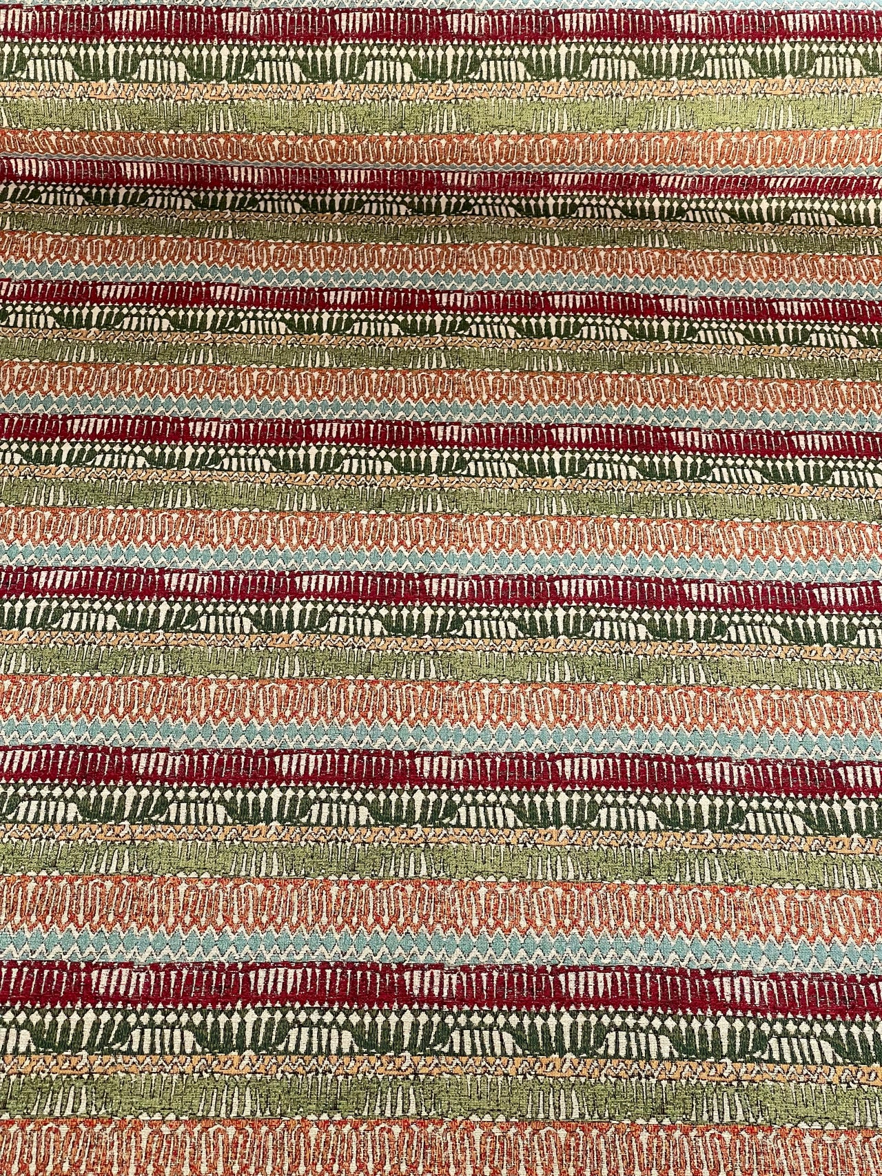 Moroccan-Inspired Kilim Fabric: Old Afghan Rug Style in Cherry Red, Blue, and Green - Perfect for Unique Home Decor - Sold by the Metre
